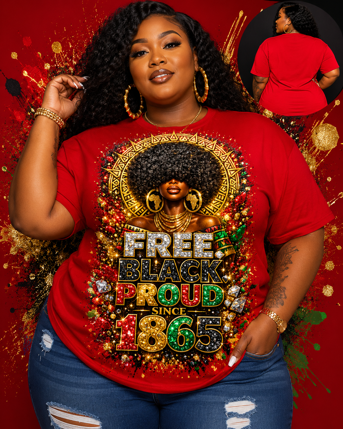 Free. Black. Proud. Since 1865 Juneteenth Tee Front Only